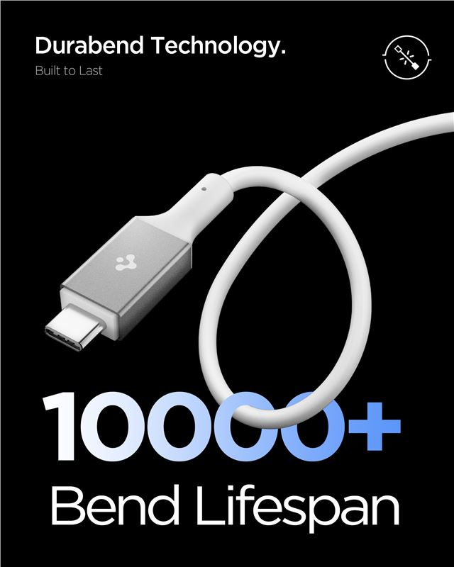 Cablu Spigen Essential USB C la USB C 100W, 2m, alb (iPhone 17 Pro Max, ACA08775) by www.silkase.ro